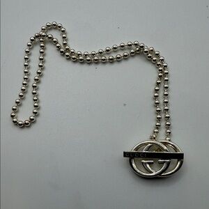 Gucci Silver-Tone Double G Bead Chain Necklace